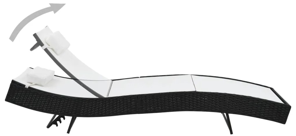 Espreguiçadeiras com mesa 2 pcs vime PE e textilene preto