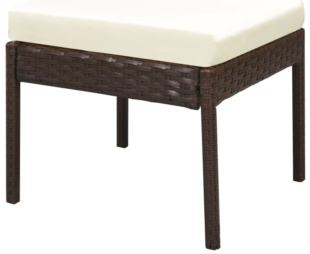 6 pcs conjunto lounge jardim c/ almofadões vime PE castanho