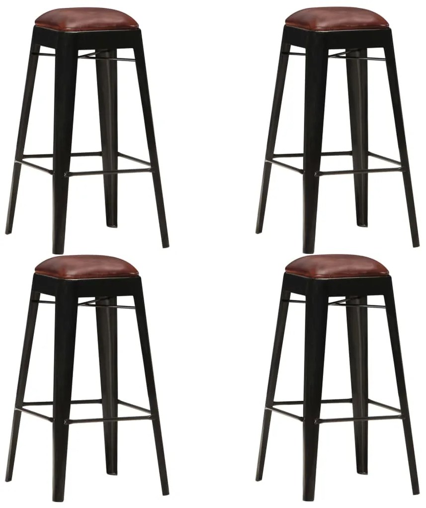 vidaXL Bancos de bar 4 pcs couro genuíno preto