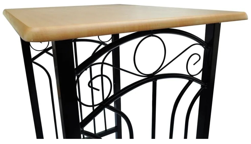 Conjunto de jantar com mesa madeira bronze e aço preto