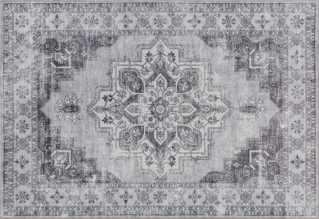 HOMCOM Tapete Lavável à Máquina Antiderrapante para Sala com Aparência de Flanela, 230 x 160cm, Cinza | Aosom Portugal