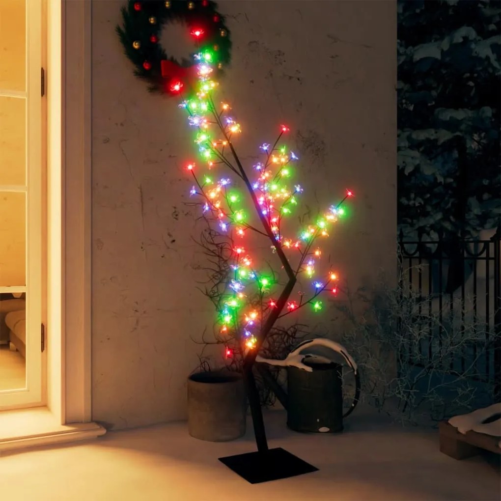 328651 vidaXL Árvore de Natal 128 LEDs flor cerejeira luz colorida 120 cm
