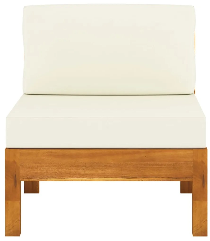 7 pcs conj. lounge de jardim c/ almofadões branco nata acácia