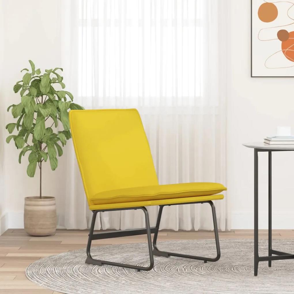 351320 vidaXL Cadeira lounge 52x75x76 cm tecido amarelo-claro