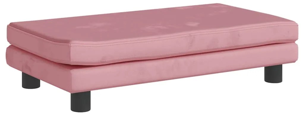 Sofá infantil com apoio de pés 100x50x30 cm veludo rosa