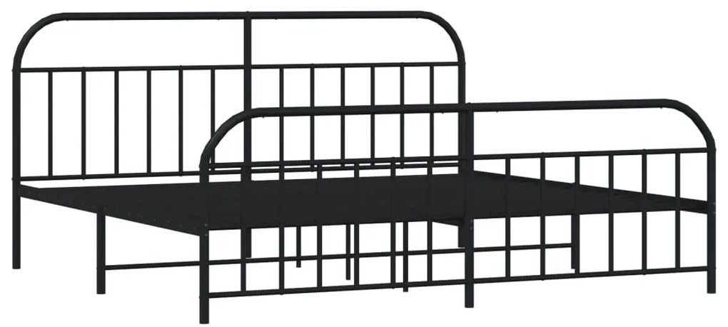Estrutura de cama com cabeceira e pés 200x200 cm metal preto