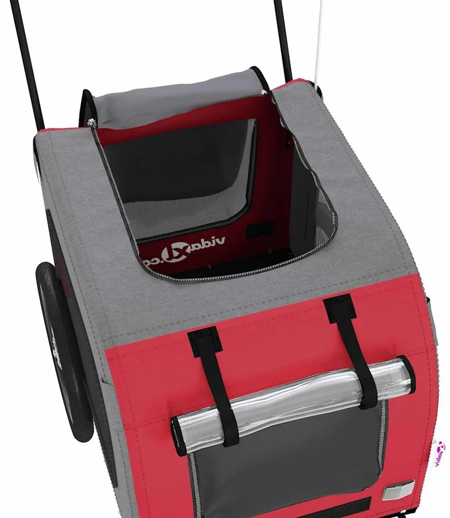 Reboque para Bicicleta para Animais de Estimação Vermelho e Cinza, Tec