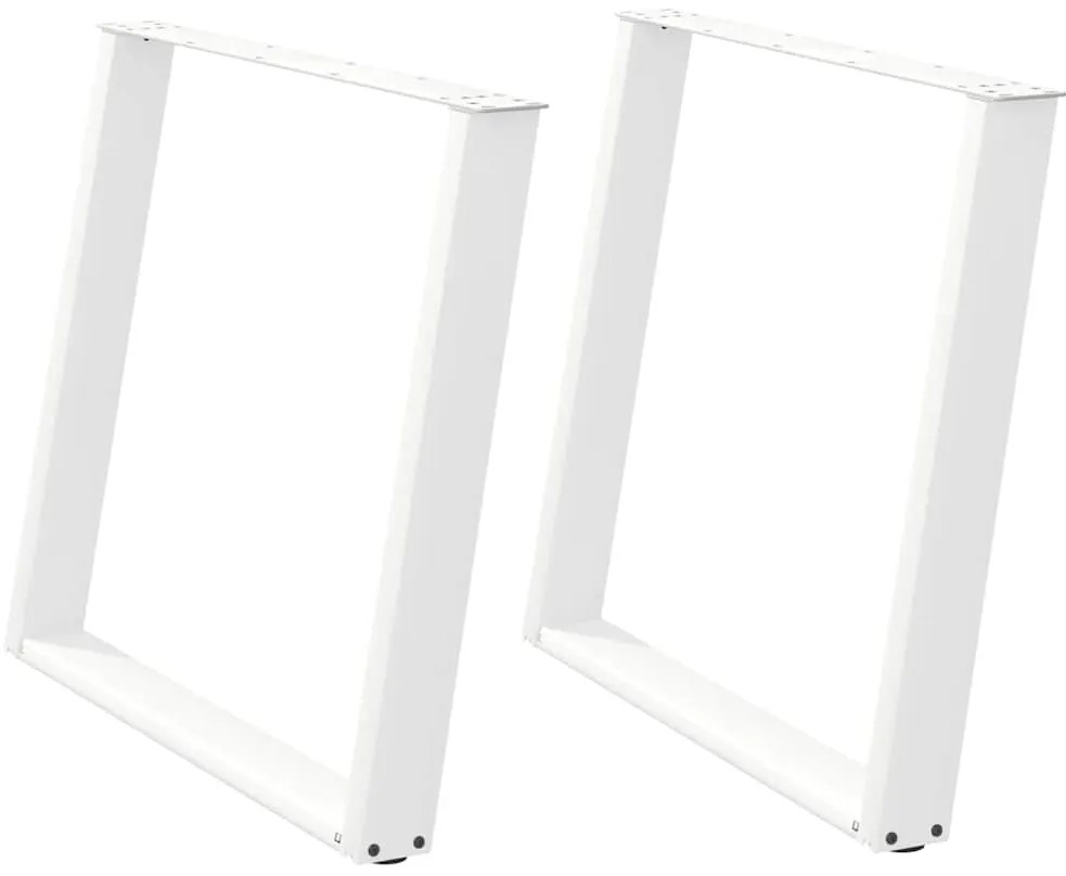 Pés de mesa de jantar em forma de U, 2 peças, branco, 90x (72-73) cm,
