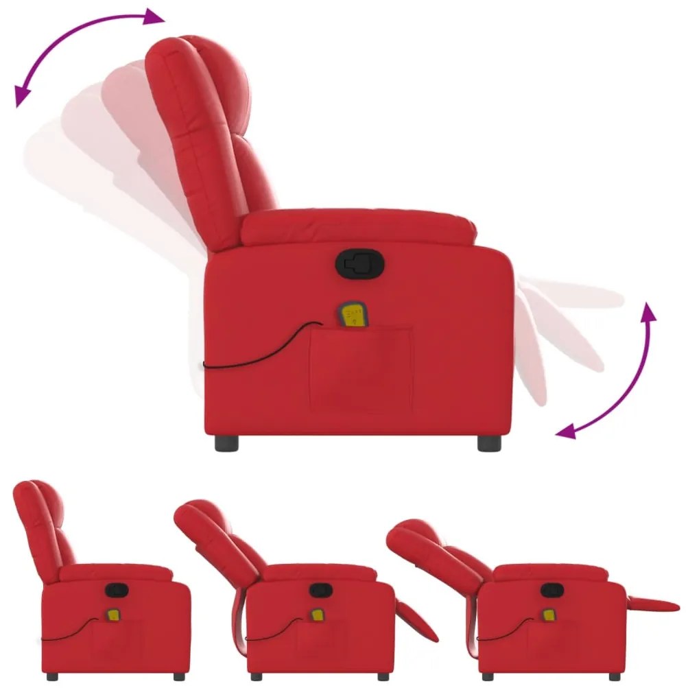 Poltrona de massagens reclinável couro artificial vermelho