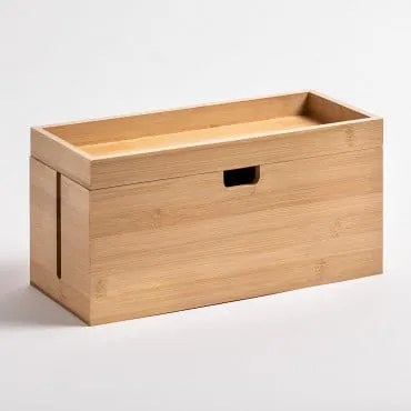 Organizador De Cabos Em Bambu Anento Castanho Madeira - Sklum