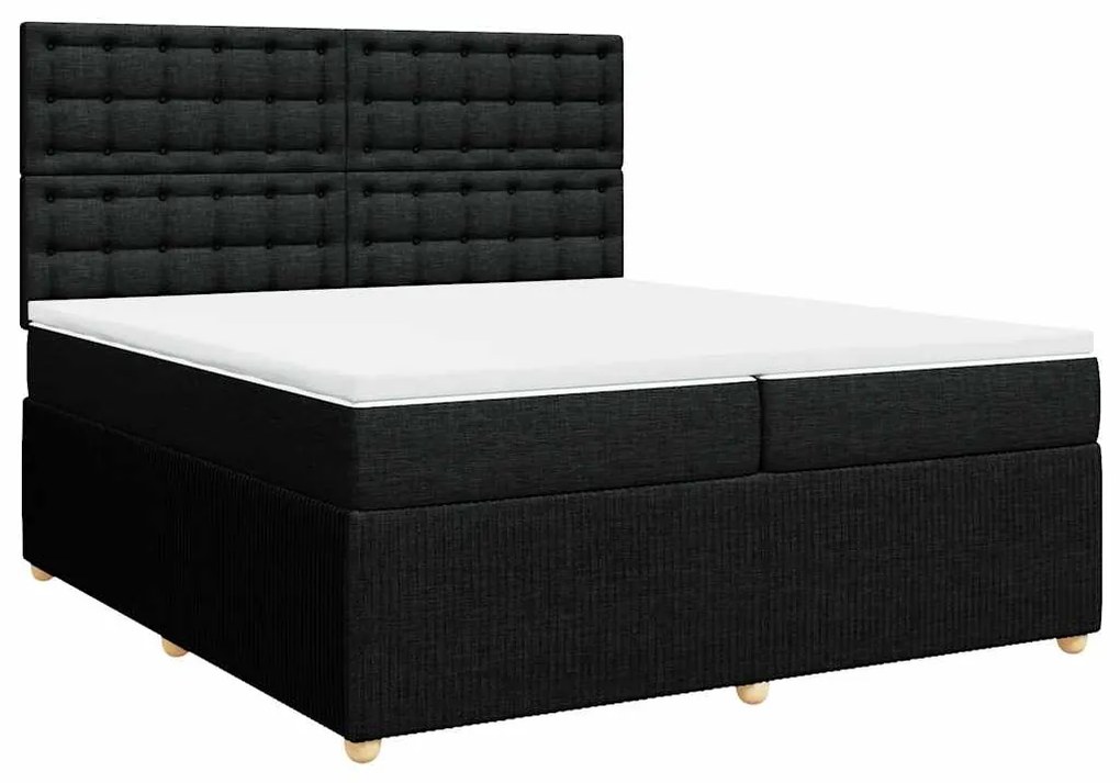 Cama com molas/colchão 200x200 cm tecido preto