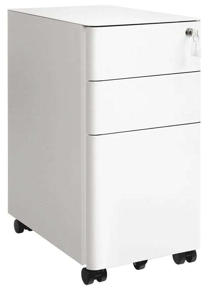 Arquivo móvel com rodas e fecho para documentos | SONGMICS | 30 x 46 x 59,2 cm | branco | OFC030W01.