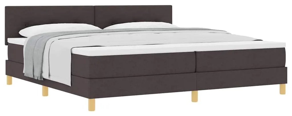 Cama Box Spring com Colchão Castanho 200x200 cm Tecido