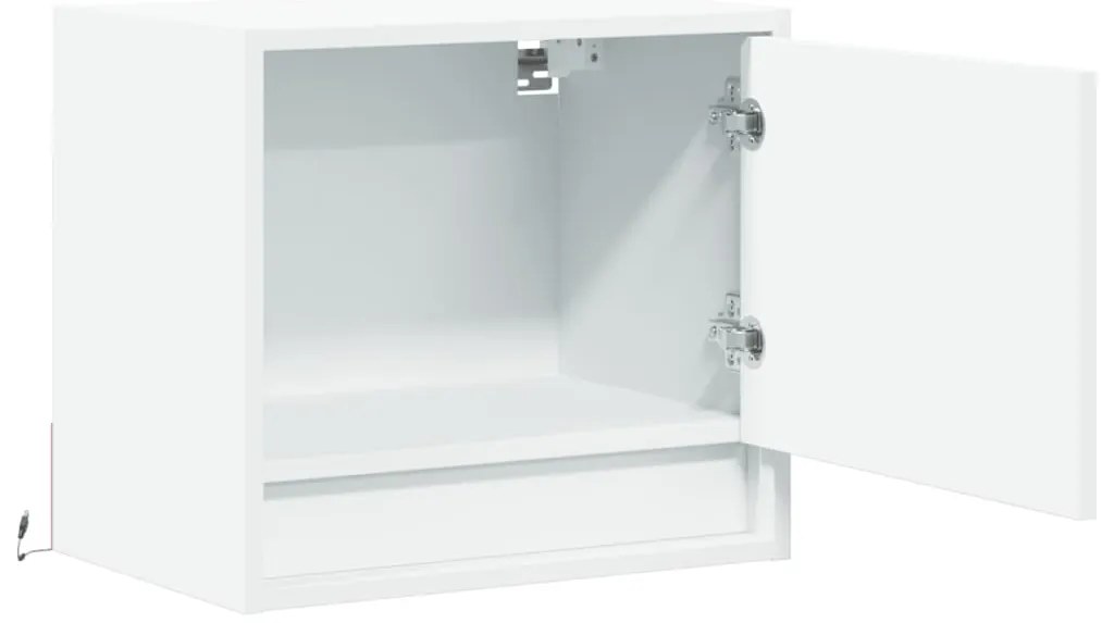 Mesas de cabeceira de parede com luzes LED 2 pcs branco