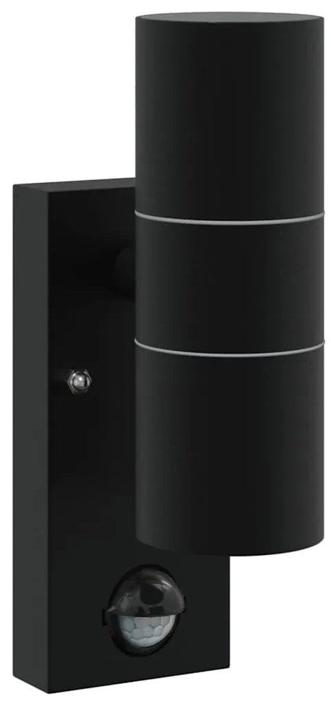 Lanterna de Parede Externa com Sensor Aço Inoxidável Preto IP44