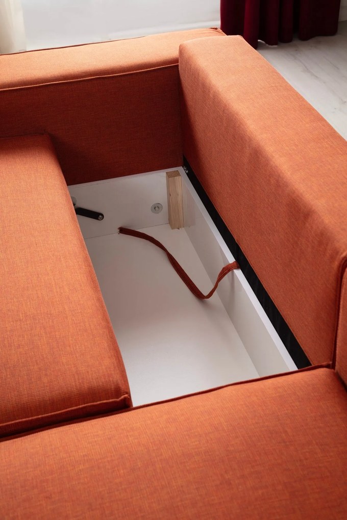 Sofá-Cama de Canto Pırlo – Laranja – 260 cm x 78 cm x 170 cm