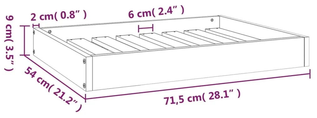 Cama para cães 71,5x54x9 cm pinho maciço castanho mel