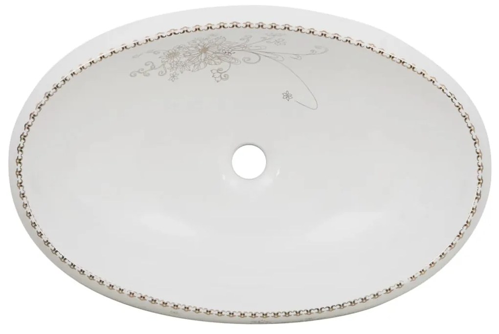 Lavatório de bancada oval 59x40x15 cm cerâmica branco