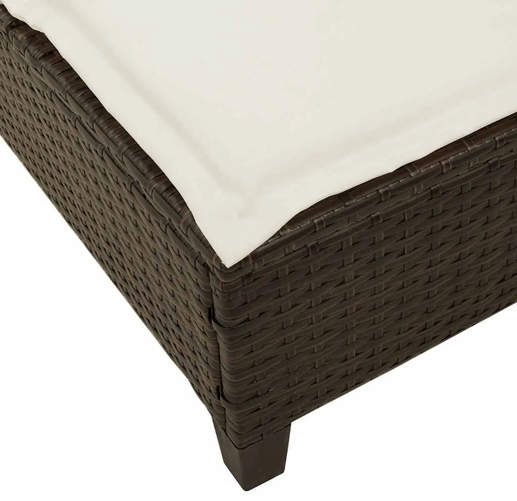 Espreguiçadeira com almofadões 55x200x25,5cm vime PE castanho