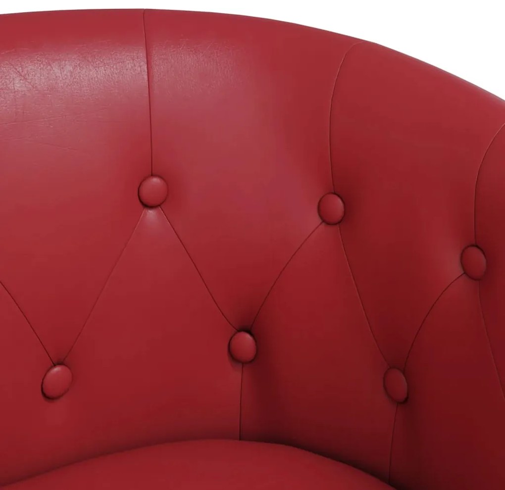 Poltrona com apoio de pés couro artificial vermelho-tinto