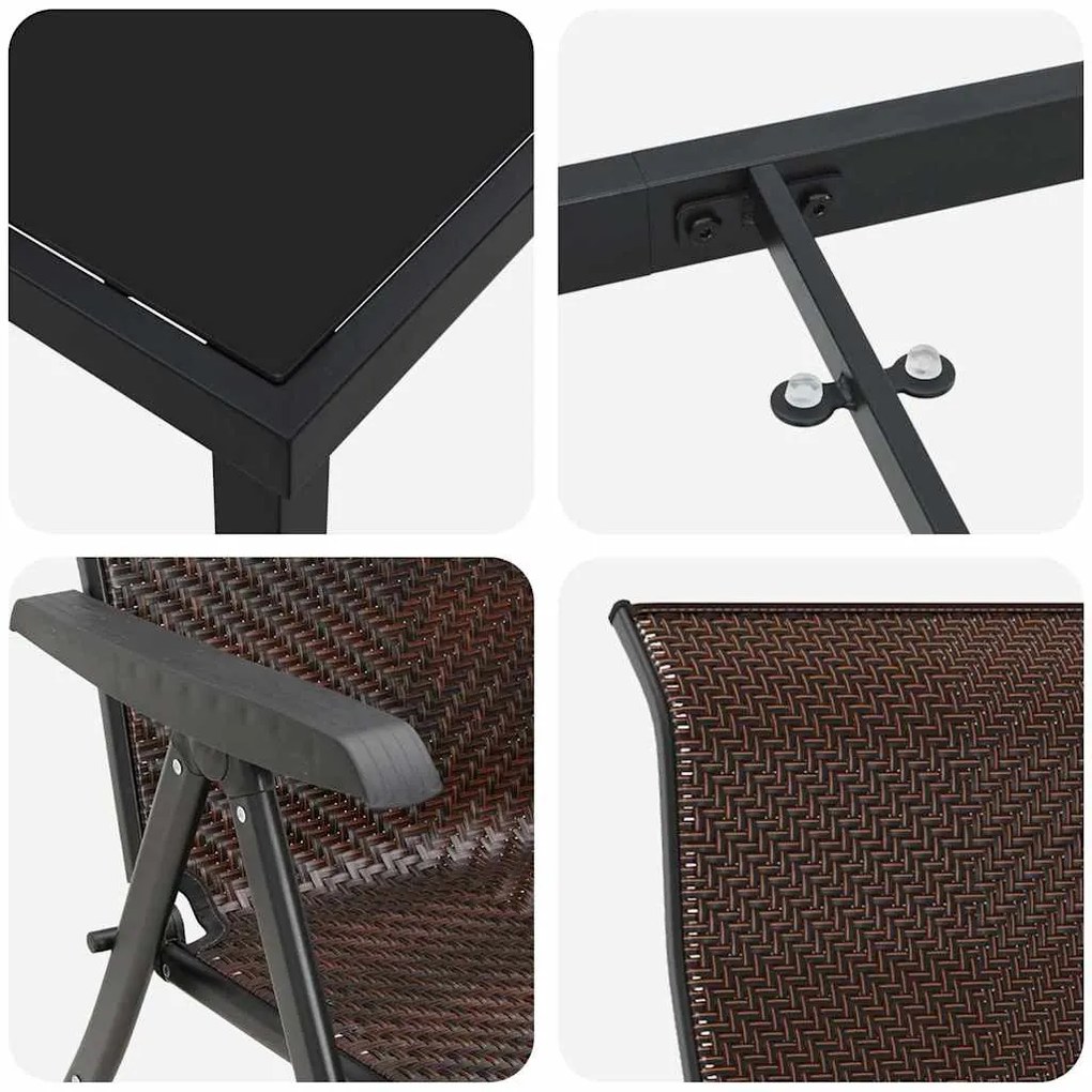 Conjunto de Jantar de Jardim 7 Peças em Rattan Sintético Marrom