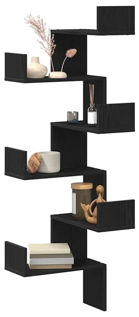 Prateleira de Canto vidaXL Preto Carvalho 45x45x147 cm Madeira Revesti