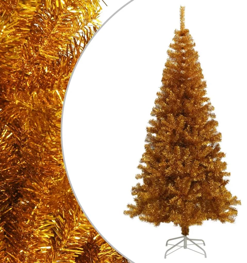 321011 vidaXL Árvore de Natal artificial com suporte 210 cm PET dourado