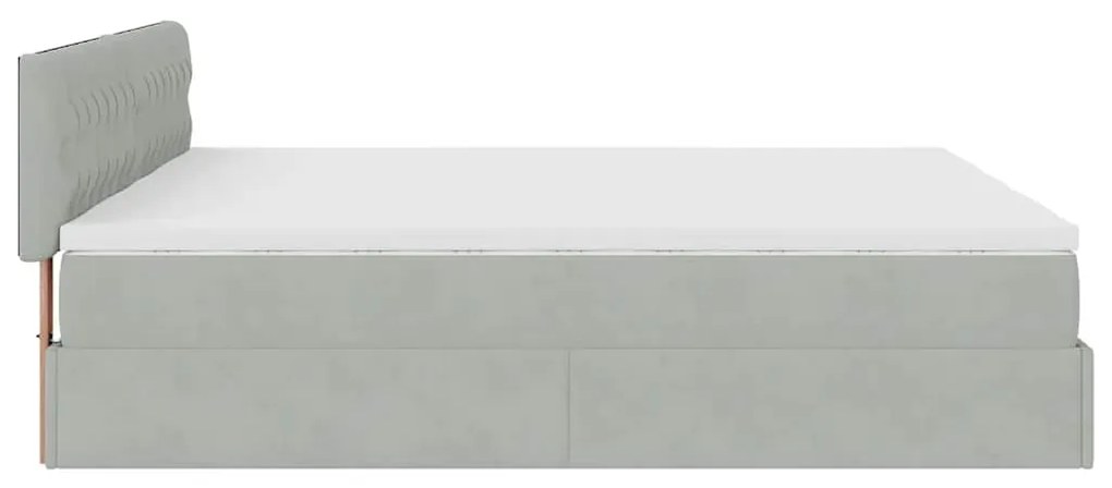Estrutura cama otomana colchões 180x200cm veludo cinzento claro