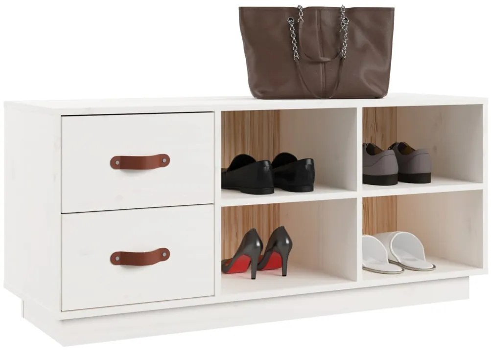 Banco sapateira 100x34x45 cm pinho maciço branco