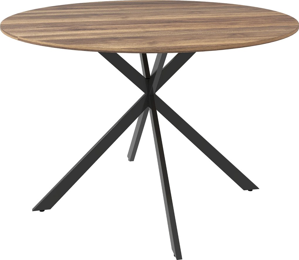 HOMCOM Mesa de Refeição Redonda para 4 Pessoas Mesa de Cozinha Industrial com Estrutura de Aço Ø120x75 cm Marrom | Aosom Portugal