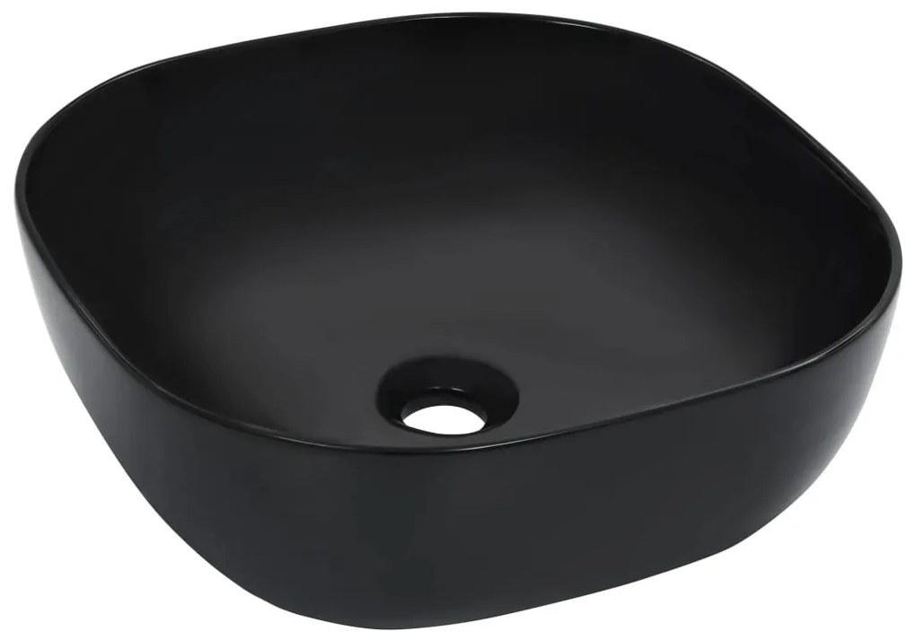 143918 vidaXL Lavatório 42,5x42,5x14,5 cm cerâmica preto