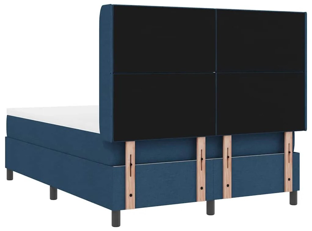 Cama com Estrado e Colchão Azul 140x200 cm em Tecido