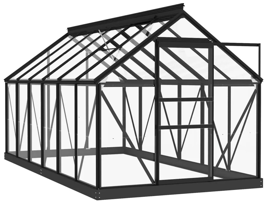 Estufa 155x298x191 cm alumínio e vidro antracite