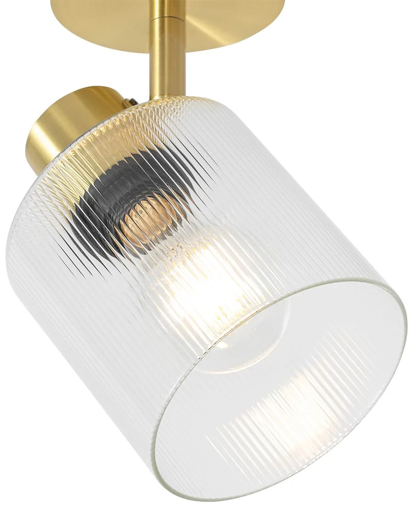 Candeeiro de teto Art Déco dourado com vidro ajustável - Laura Art Deco