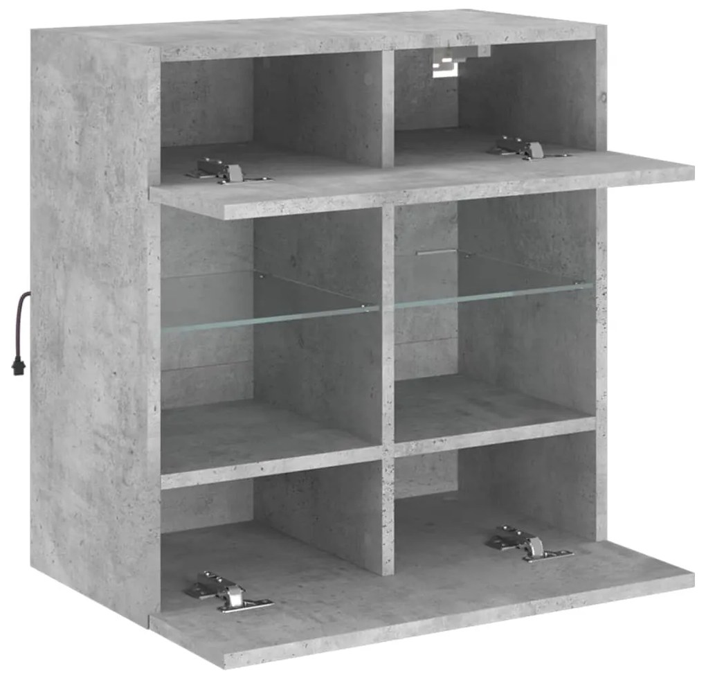 Móvel parede p/ TV c/ luzes LED 58,5x30x60,5 cm cinza cimento