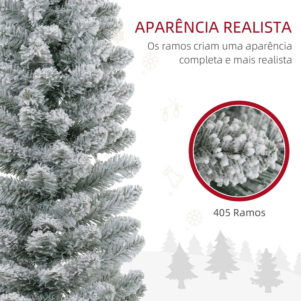 HOMCOM Árvore de Natal 210 cm Árvore de Natal Artificial Nevada com 18