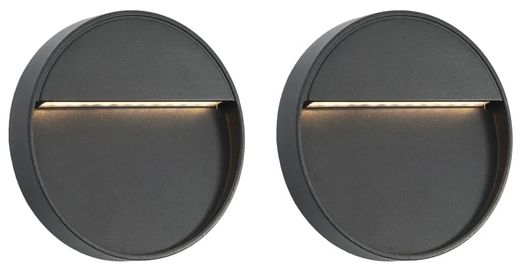 vidaXL Candeeiros LED de parede exterior 2 pcs 3 W redondo preto
