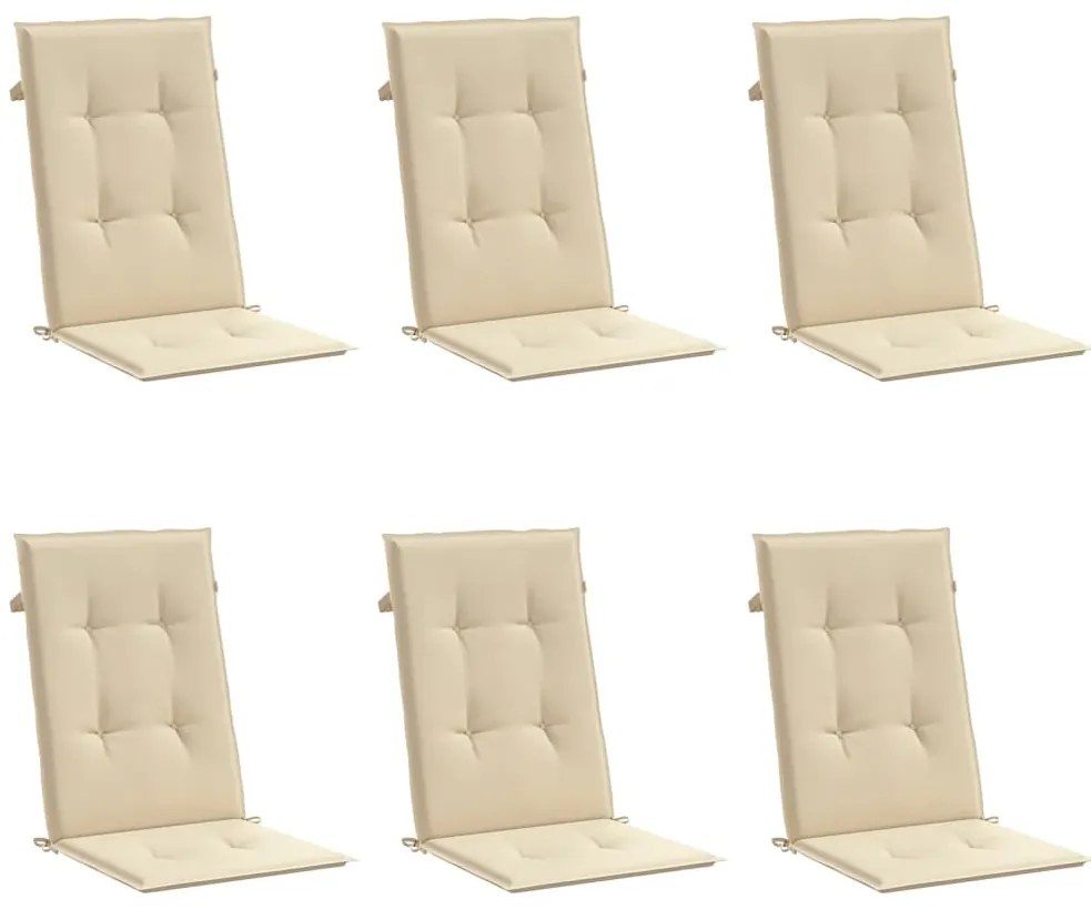 Almofadões para cadeiras altas de jardim 6 pcs tecido bege