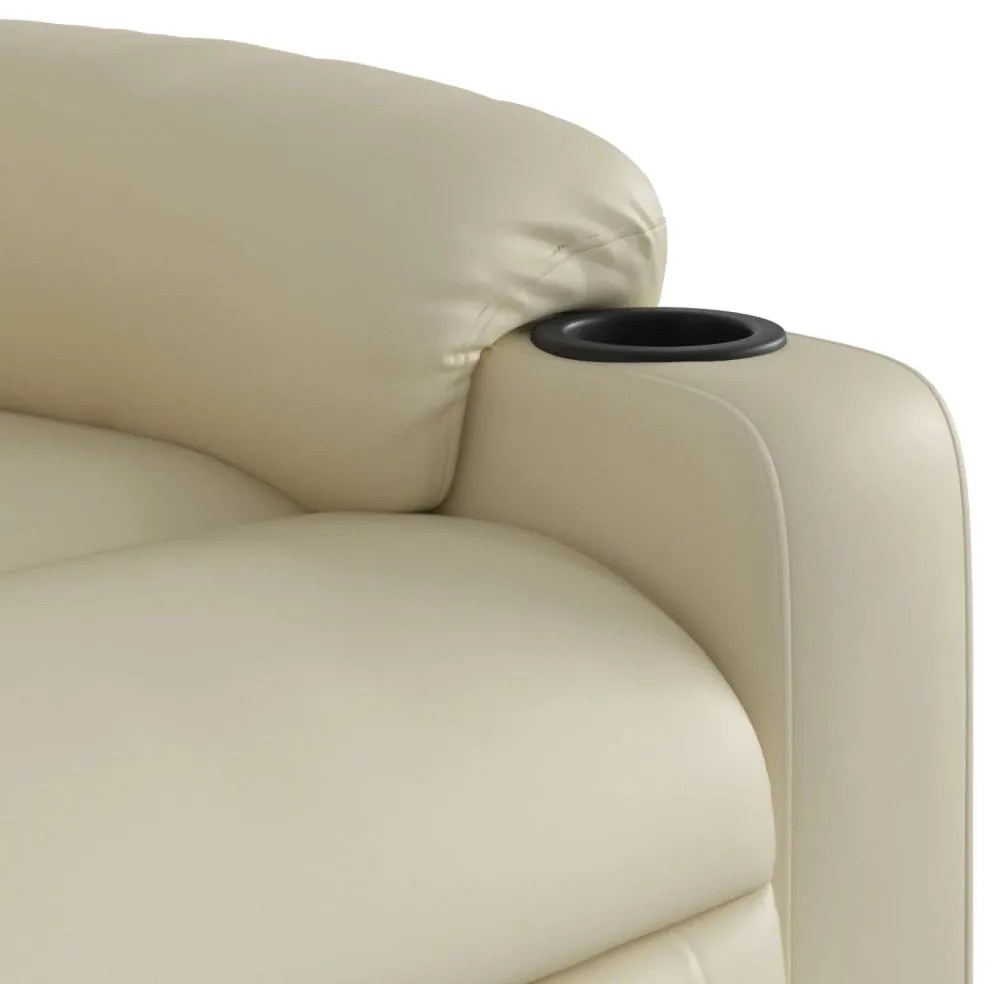 Poltrona reclinável couro artificial cor creme