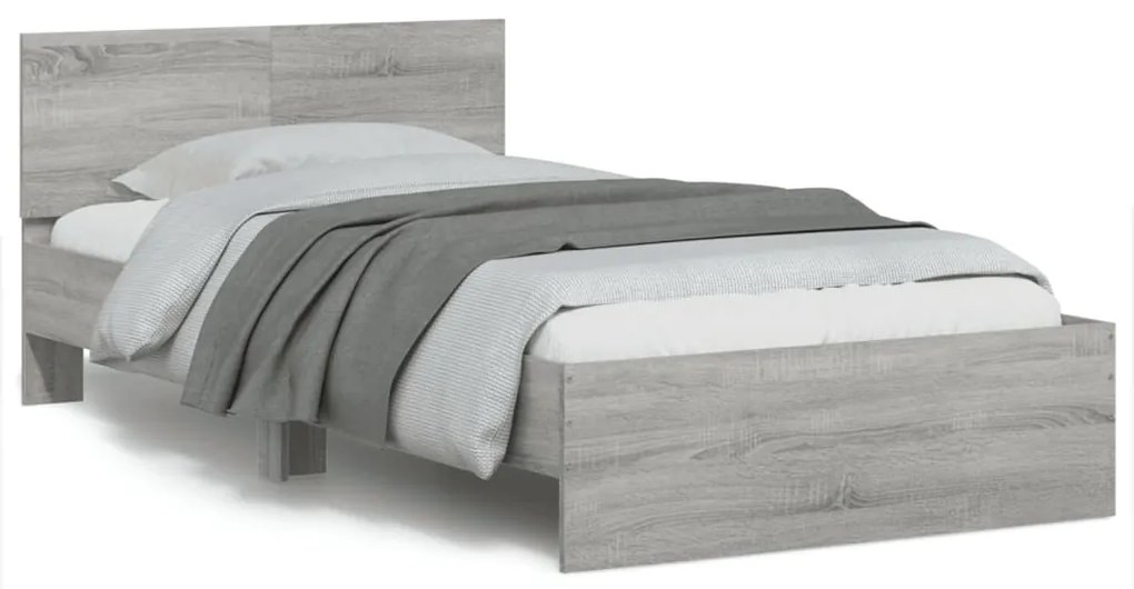 vidaXL Estrutura de cama c/ cabeceira derivados madeira cinza sonoma