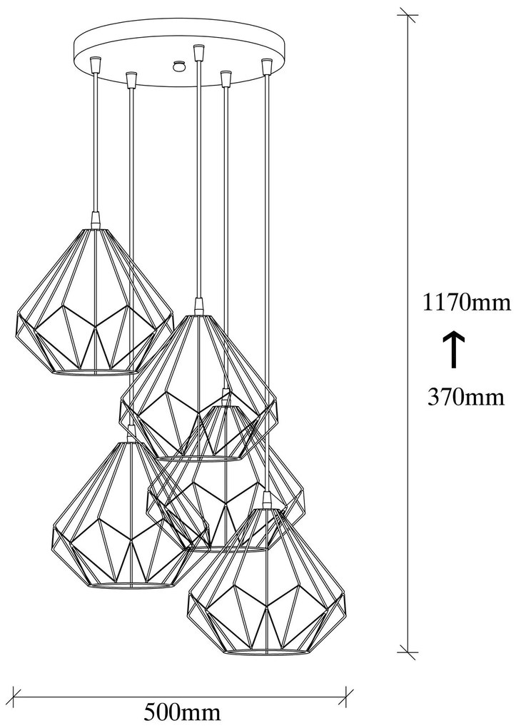 Candeeiro de Teto Diamond – Preto – Ø 50 cm x 117 cm