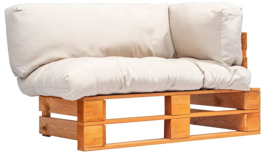 vidaXL Sofá de paletes jardim c/ almofadões cor areia madeira pinho