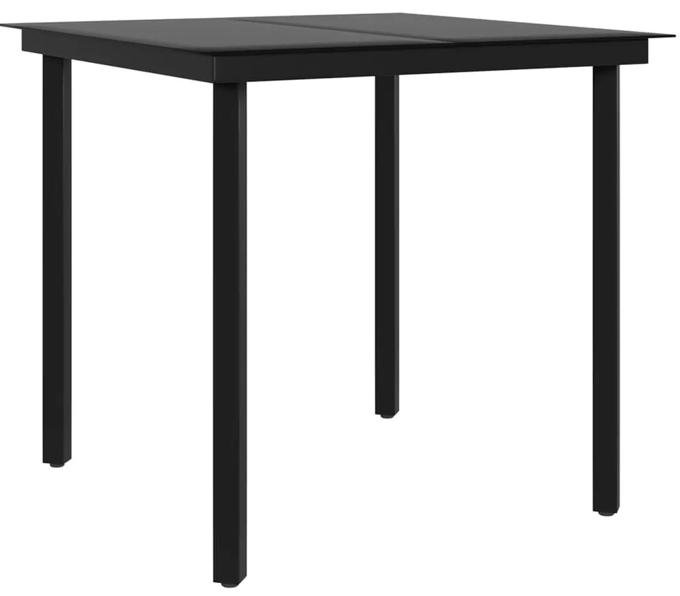 3 pcs conj. de jantar para jardim c/ almofadões cinzento/preto
