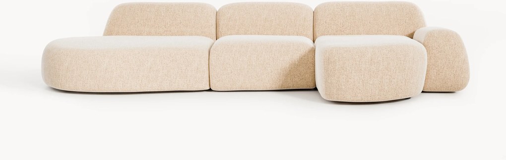 Sofá de canto modular em bouclé com chaise longue Wolke (4 lugares)