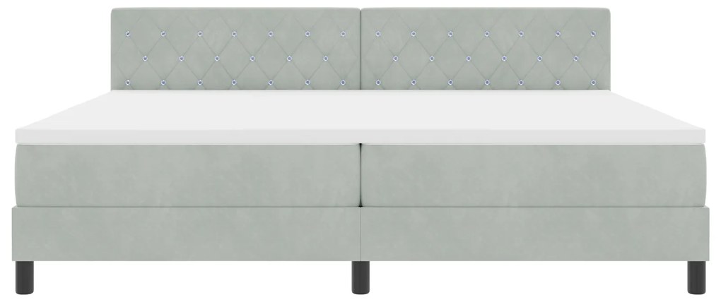 Cama Box Spring vidaXL com Colchão Cinza Claro 200x200 cm Veludo