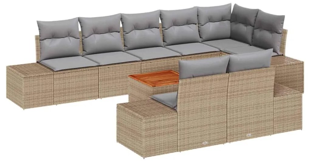 Conjunto de Sofá de Jardim 9 pcs Bege, cinza claro