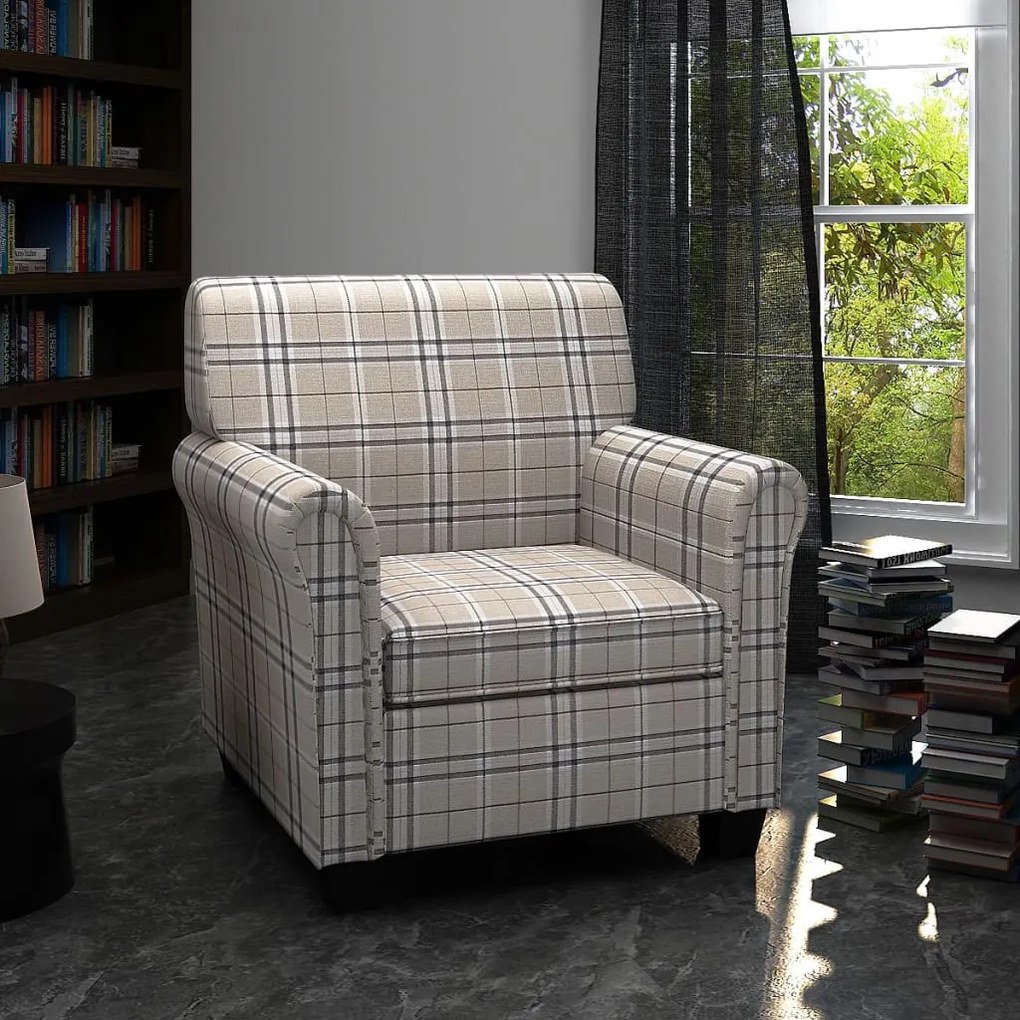 240978 vidaXL Poltrona com almofadão tecido creme