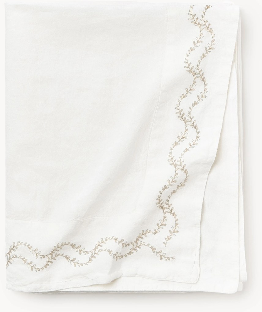 Toalha de mesa em linho lavado com bordado artesanal Ivy