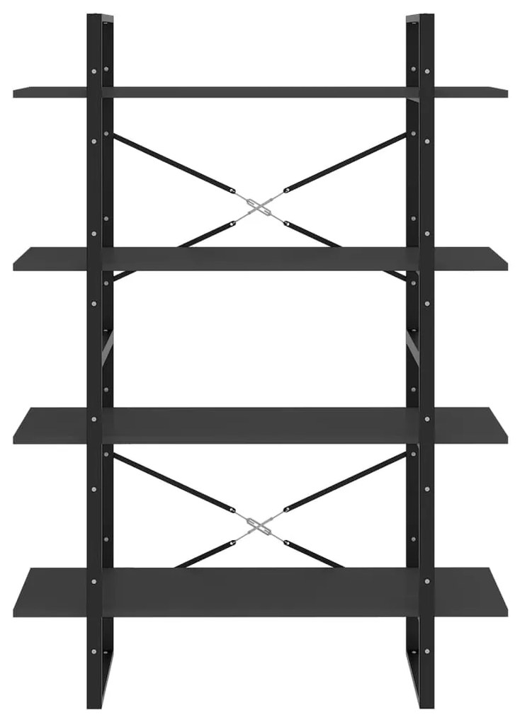 Estante com 4 prateleiras 100x30x140 cm contraplacado cinzento