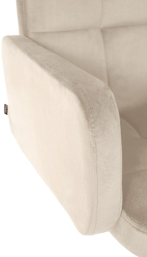 Banco de bar Los Angeles em veludo com estrutura branca 93-113 x 60 x 56 cm Creme